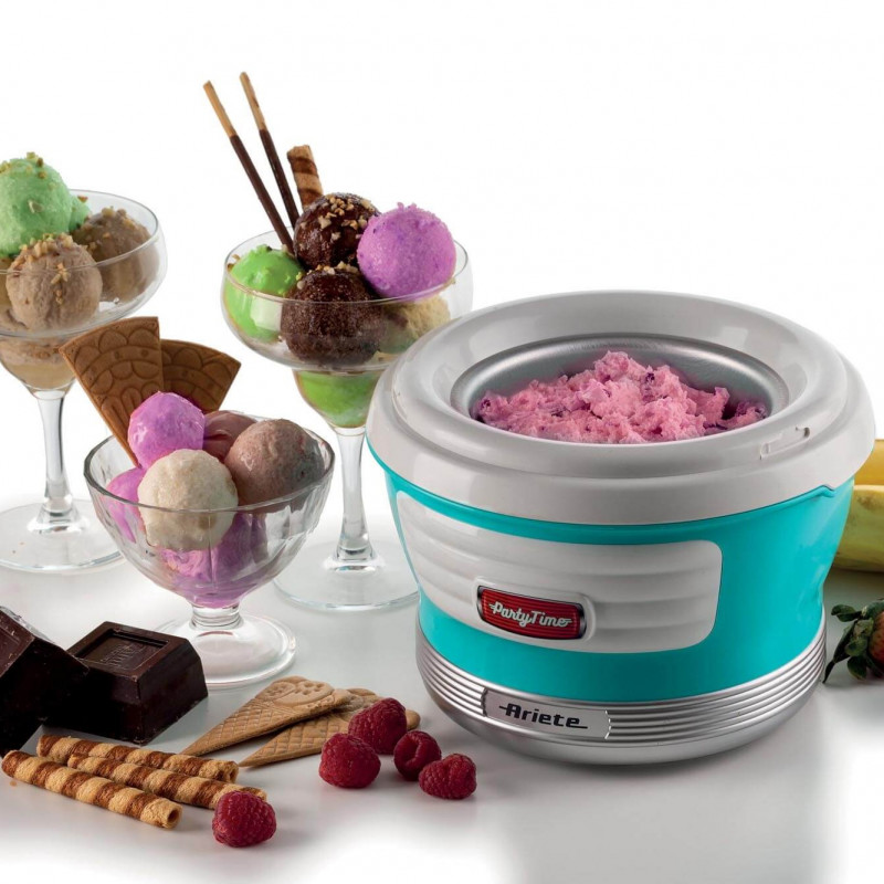 Παγωτομηχανή Ariete PARTY TIME 0643/01, 12W, 1,5 l, 30 min, Αφαιρούμενο μπολ, Τυρκουάζ