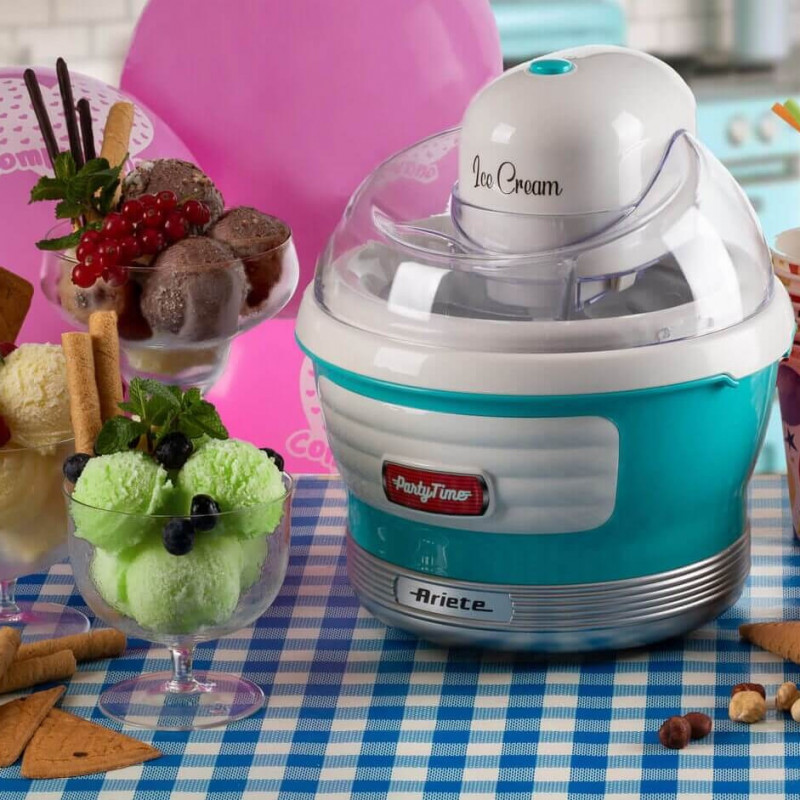 Παγωτομηχανή Ariete PARTY TIME 0643/01, 12W, 1,5 l, 30 min, Αφαιρούμενο μπολ, Τυρκουάζ