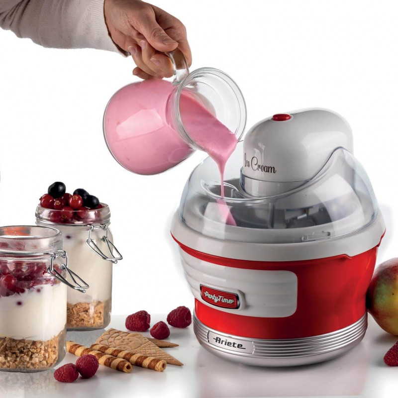 Παγωτομηχανή Ariete PARTY TIME 0643/00, 12W, 1.5 l, 30 min, Κινητό μπολ, Κόκκινο