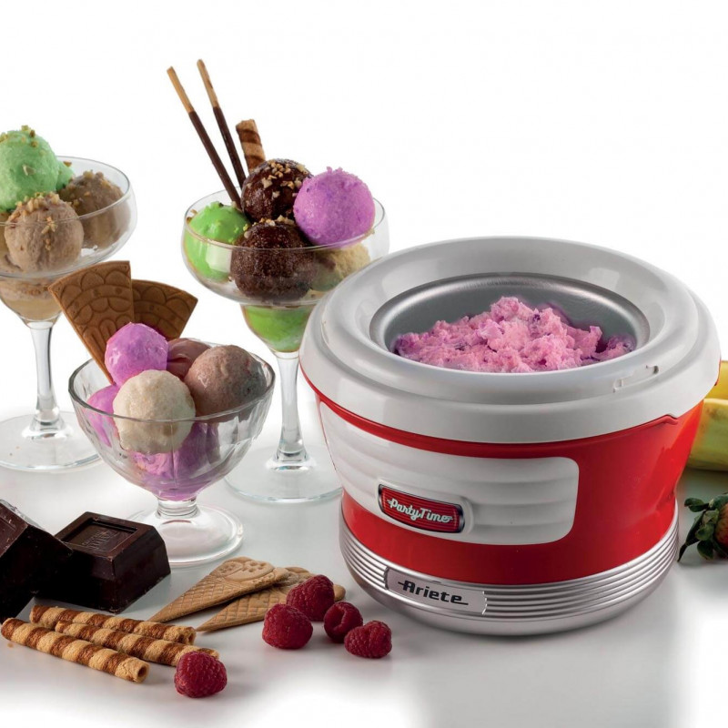 Παγωτομηχανή Ariete PARTY TIME 0643/00, 12W, 1.5 l, 30 min, Κινητό μπολ, Κόκκινο