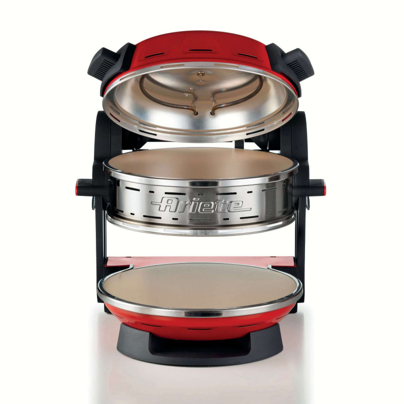 Διπλός φούρνος πίτσας Ariete PIZZERIA 0927/00, 2300W, 32 cm, 2 θερμοστάτες έως 400C, 5 επίπεδα, 2 πλάκες πέτρας, αντικολλητική επίστρωση, Κόκκινο