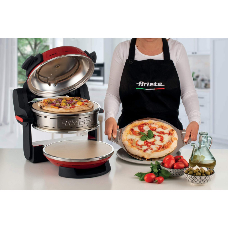 Διπλός φούρνος πίτσας Ariete PIZZERIA 0927/00, 2300W, 32 cm, 2 θερμοστάτες έως 400C, 5 επίπεδα, 2 πλάκες πέτρας, αντικολλητική επίστρωση, Κόκκινο