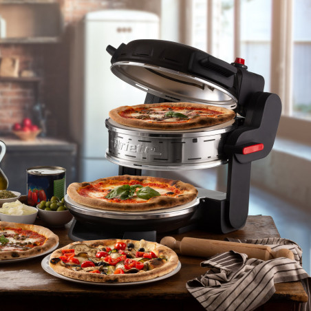 Διπλός φούρνος πίτσας Ariete PIZZERIA 0927/01, 2300W, 32 cm, 2 θερμοστάτες έως 400C, 5 επίπεδα, 2 πλάκες πέτρας, αντικολλητική επίστρωση, Μαύρο