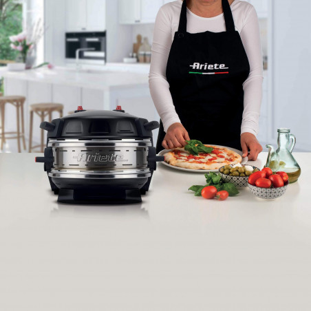 Διπλός φούρνος πίτσας Ariete PIZZERIA 0927/01, 2300W, 32 cm, 2 θερμοστάτες έως 400C, 5 επίπεδα, 2 πλάκες πέτρας, αντικολλητική επίστρωση, Μαύρο