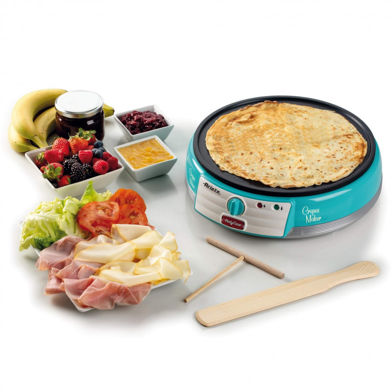 Παρασκευαστής τηγανιτών Ariete PARTY TIME 0202/01, 1000W, Αντικολλητική επίστρωση, Εύκολος καθαρισμός, Ένδειξη ετοιμότητας, Τυρκουάζ