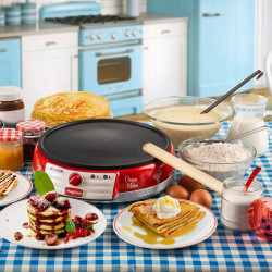 Παρασκευαστής τηγανιτών Ariete PARTY TIME 0202/00, 1000W, Αντικολλητική επίστρωση, Εύκολος καθαρισμός, Ένδειξη ετοιμότητας, Κόκκινο