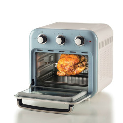Φριτέζα-φούρνος ζεστού αέρα Ariete VINTAGE 4632/05, 1400W, 16 l, Μέχρι 230C, Χρονοδιακόπτης 60 min, Περιστρεφόμενο καλάθι, Λευκό/Μπλε