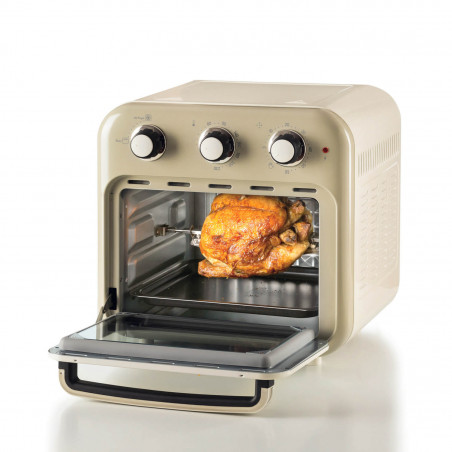 Φριτέζα-φούρνος ζεστού αέρα Ariete VINTAGE 4632/03, 1400W, 16 l, Μέχρι 230C, Χρονοδιακόπτης 60 min, Περιστρεφόμενο καλάθι, Λευκό/Μπεζ
