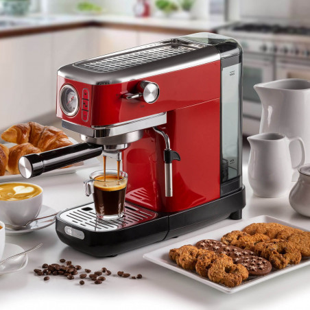 Καφετιέρα Ariete ESPRESSO SLIM MODERNA 1381/33, 1300W, 15 bar, 1.1 l, Ground και ESE, Κόκκινο