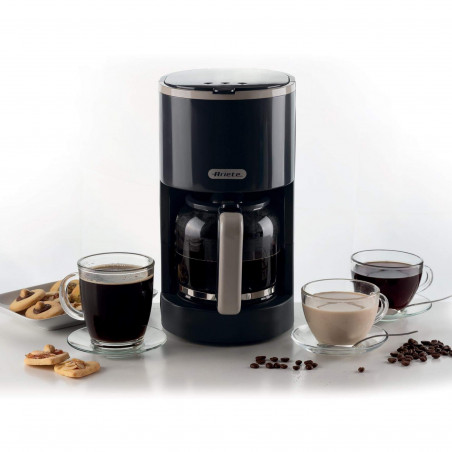 Καφετιέρα φίλτρου Ariete BREAKFAST 1394/00, 12 φλιτζάνια, 0.600l, παράθυρο στάθμης νερού, Σκούρο γκρι