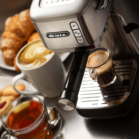 Μηχανή εσπρέσο Ariete ESPRESSO METAL SLIM 1380/10, 1300W, 15 bar, 1.1 l, Προσαρμοζόμενο μήκος καφέ, Inox