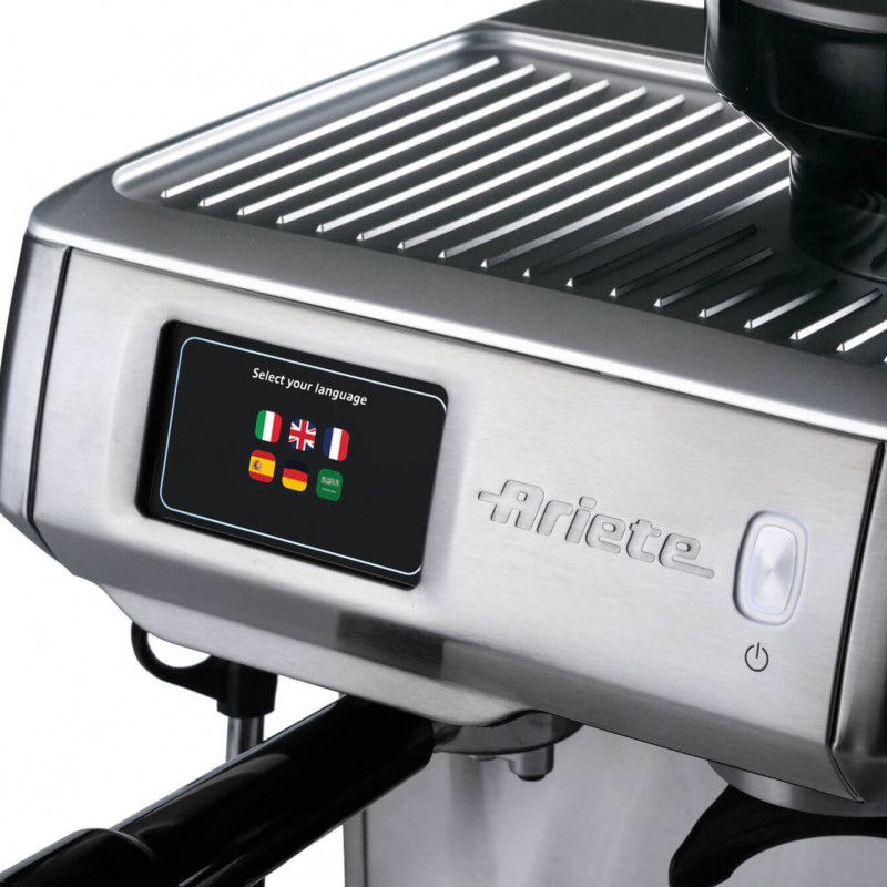 Μηχανή εσπρέσο Ariete ESPRESSO METAL PRO 1312/10, 1600W, 15 bar, 2 l, Οθόνη αφής, Ενσωματωμένος μύλος με 11 στάδια, Ανοξείδωτο, Inox