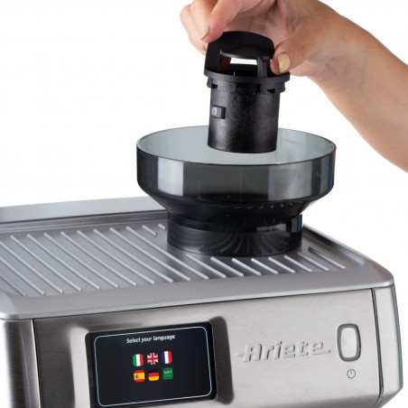 Μηχανή εσπρέσο Ariete ESPRESSO METAL PRO 1312/10, 1600W, 15 bar, 2 l, Οθόνη αφής, Ενσωματωμένος μύλος με 11 στάδια, Ανοξείδωτο, Inox