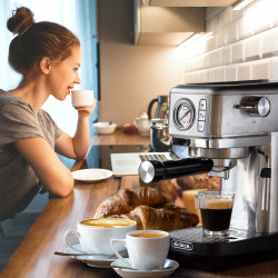 Καφετιέρα Ariete ESPRESSO METAL SLIM 1381/10, 1300W, 15 bar, 1.1 l, μανόμετρο, Inox