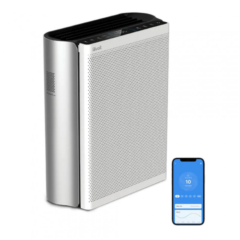 Καθαριστής αέρα Levoit EverestAir, 70W, 130 m2, 612 m3/h, 5 ταχύτητες, Wi-Fi, Χρονοδιακόπτης, HEPA, Νυχτερινή λειτουργία, Λευκό/γκρι
