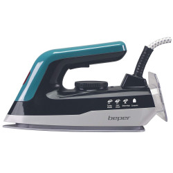 Σίδερο Beper P204CAL200, 2250W, Κεραμική πλάκα, Θερμοστάτης, Φίλτρο, Συνεχής κύκλος, Λευκό/Μπλε-Πράσινο