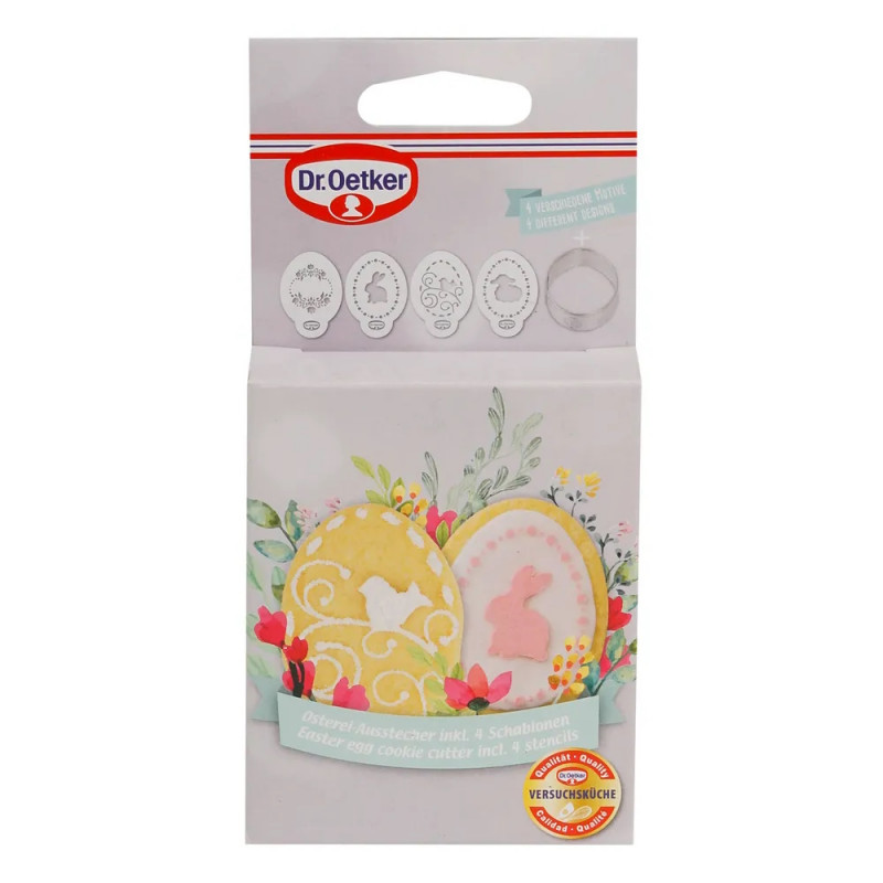 Σετ πασχαλινών διακοσμήσεων Dr.Oetker 1879, 5 τεμάχια, 4 διακοσμήσεις, 1 καλούπι, Ανοξείδωτο ατσάλι, Ασημί