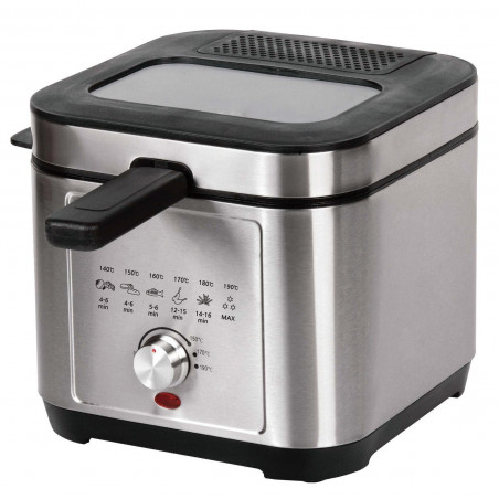 Φριτέζα Elite EDF-1102, 1200W, 2,5 l, 150-190C, παράθυρο παρατήρησης, φίλτρο οσμών, Inox/μαύρο