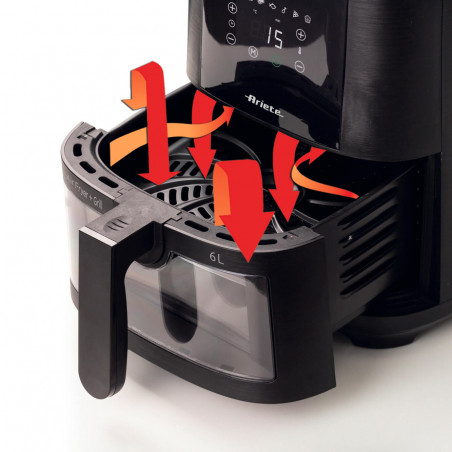 Φριτέζα ζεστού αέρα Ariete MAXI 4626/00, 1300 W, 6 l, 8 προγράμματα, 35-200C, οθόνη αφής LCD, Μαύρο