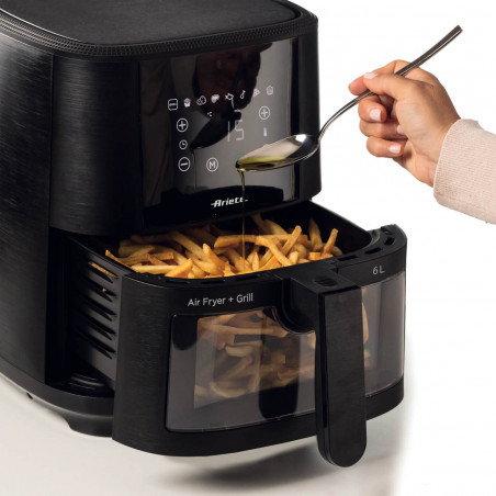 Φριτέζα ζεστού αέρα Ariete MAXI 4626/00, 1300 W, 6 l, 8 προγράμματα, 35-200C, οθόνη αφής LCD, Μαύρο