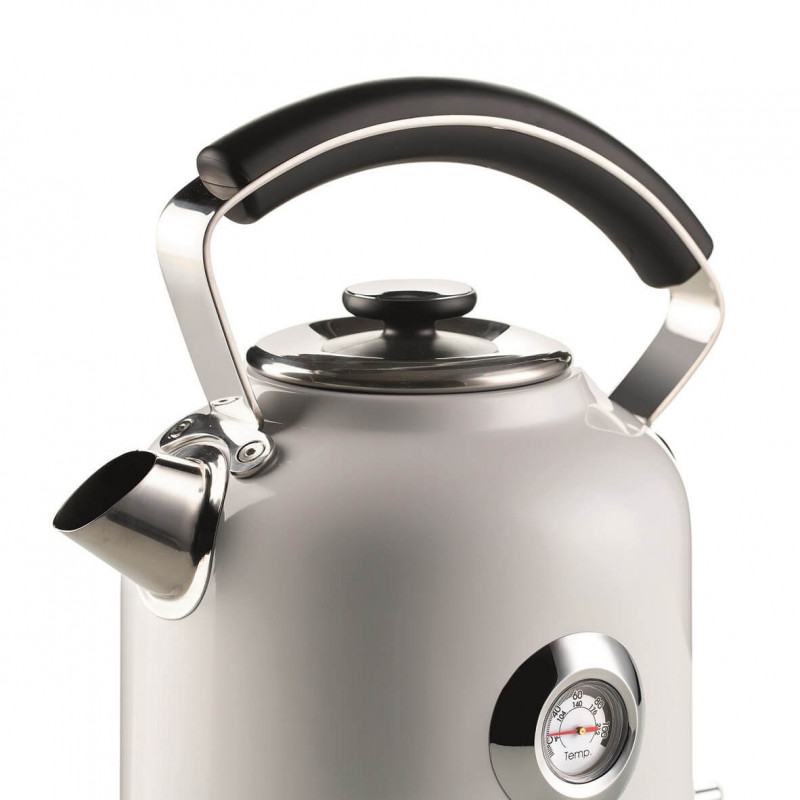 Ηλεκτρικός βραστήρας Ariete MODERNA 2854/01, 2000W, 1.7 l, Θερμόμετρο, ασύρματη βάση 360C, Αφαιρούμενο φίλτρο, Λευκό