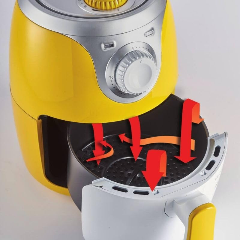 Φριτέζα ζεστού αέρα Ariete AIRY FRYER MINI 4615/00, 1000W, 2 l, 80-200C, Αντιολισθητικά πόδια, Χρονοδιακόπτης, Κίτρινο