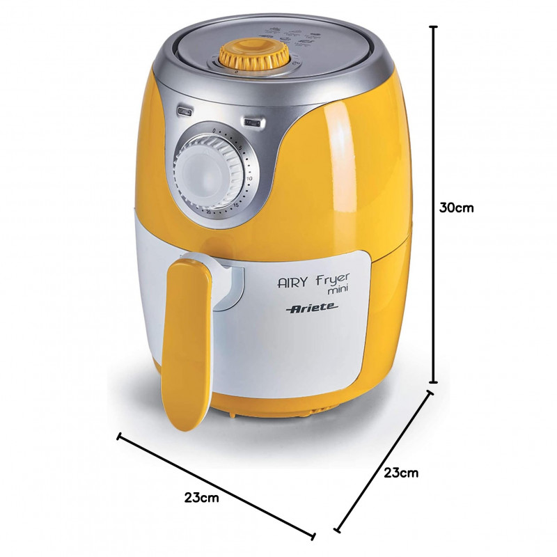 Φριτέζα ζεστού αέρα Ariete AIRY FRYER MINI 4615/00, 1000W, 2 l, 80-200C, Αντιολισθητικά πόδια, Χρονοδιακόπτης, Κίτρινο