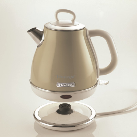 Ηλεκτρικός βραστήρας Ariete VINTAGE 2868/03, 1630W, 1 l, Μεταλλικό σώμα, Γρήγορο βράσιμο, Ασύρματη βάση, Μπεζ