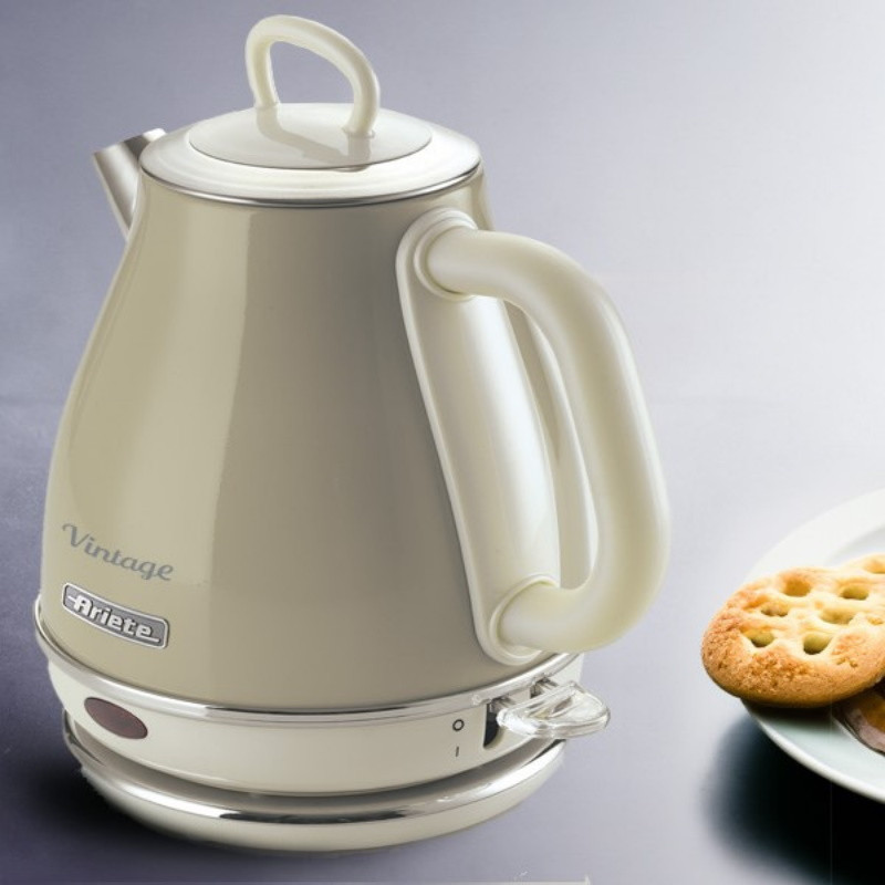 Ηλεκτρικός βραστήρας Ariete VINTAGE 2868/03, 1630W, 1 l, Μεταλλικό σώμα, Γρήγορο βράσιμο, Ασύρματη βάση, Μπεζ