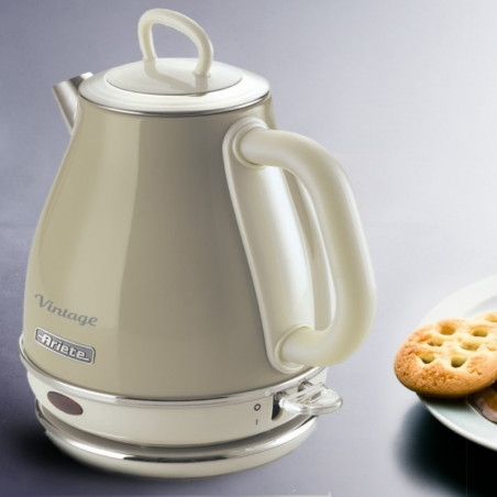 Ηλεκτρικός βραστήρας Ariete VINTAGE 2868/03, 1630W, 1 l, Μεταλλικό σώμα, Γρήγορο βράσιμο, Ασύρματη βάση, Μπεζ