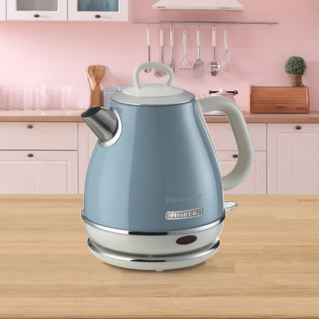 Ηλεκτρικός βραστήρας Ariete VINTAGE 2868/05, 1630W, 1 l, Μεταλλικό σώμα, Γρήγορο βράσιμο, Ασύρματη βάση, Μπλε