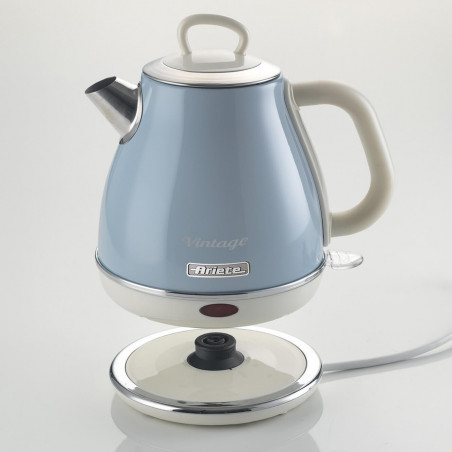 Ηλεκτρικός βραστήρας Ariete VINTAGE 2868/05, 1630W, 1 l, Μεταλλικό σώμα, Γρήγορο βράσιμο, Ασύρματη βάση, Μπλε