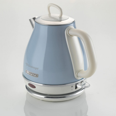 Ηλεκτρικός βραστήρας Ariete VINTAGE 2868/05, 1630W, 1 l, Μεταλλικό σώμα, Γρήγορο βράσιμο, Ασύρματη βάση, Μπλε