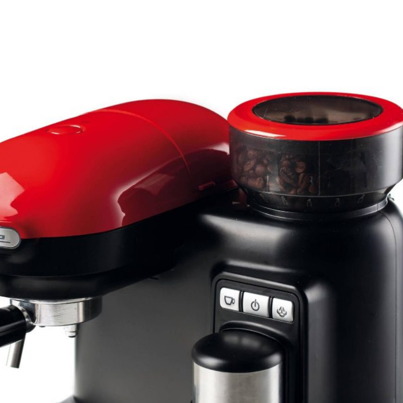Μηχανή εσπρέσο Ariete ESPRESSO MODERNA 1318/00, 1080W, 15 bar, 0.8 l, Ενσωματωμένος μύλος καφέ, Ατμομάγειρας, Κόκκινο