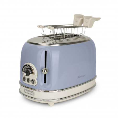 Τοστιέρα ψωμιού Ariete VINTAGE 0155/05, 810W, 2 φέτες, 3 λειτουργίες, 6 στάδια, Αφαιρούμενος δίσκος ψίχας, Μπλε