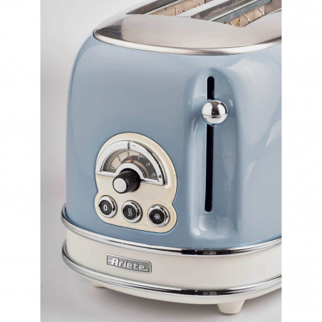 Τοστιέρα ψωμιού Ariete VINTAGE 0155/05, 810W, 2 φέτες, 3 λειτουργίες, 6 στάδια, Αφαιρούμενος δίσκος ψίχας, Μπλε