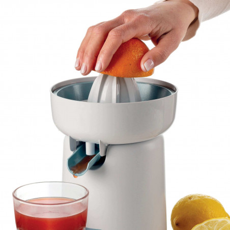 Πρέσα εσπεριδοειδών Ariete BREAKFAST 0417/01, 40W, Προστατευτικό κάλυμμα, 2 αφαιρούμενοι κώνοι, Στόμιο ανοίγματος και κλεισίματος, Λευκό