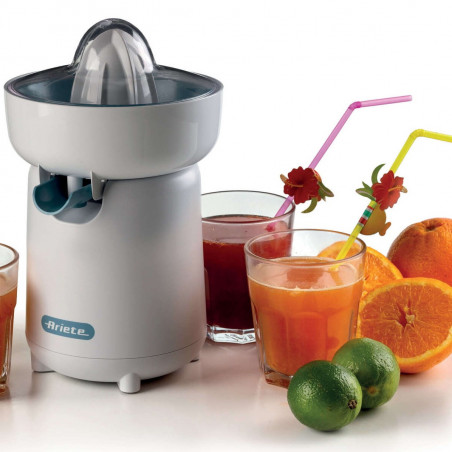 Πρέσα εσπεριδοειδών Ariete BREAKFAST 0417/01, 40W, Προστατευτικό κάλυμμα, 2 αφαιρούμενοι κώνοι, Στόμιο ανοίγματος και κλεισίματος, Λευκό