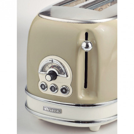 Τοστιέρα ψωμιού Ariete VINTAGE 0155/03, 810W, 2 φέτες, 3 λειτουργίες, 6 στάδια, Αφαιρούμενος δίσκος ψίχας, Μπεζ