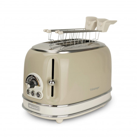 Τοστιέρα ψωμιού Ariete VINTAGE 0155/03, 810W, 2 φέτες, 3 λειτουργίες, 6 στάδια, Αφαιρούμενος δίσκος ψίχας, Μπεζ