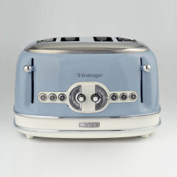 Τοστιέρα ψωμιού Ariete VINTAGE 0156/05, 1600W, 4 φέτες, 3 λειτουργίες, 6 στάδια, Αφαιρούμενος δίσκος ψίχας, Μπλε