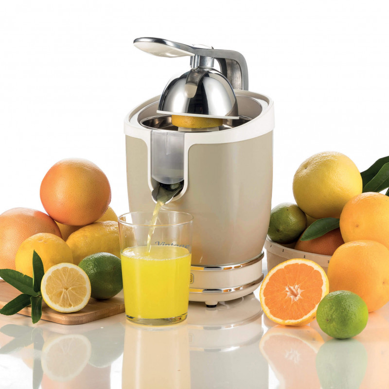 Πρέσα εσπεριδοειδών Ariete VINTAGE JUICER 0413/03, 85W, Μεταλλικό σώμα, Αθόρυβη λειτουργία, 2 εξαρτήματα, Μπεζ