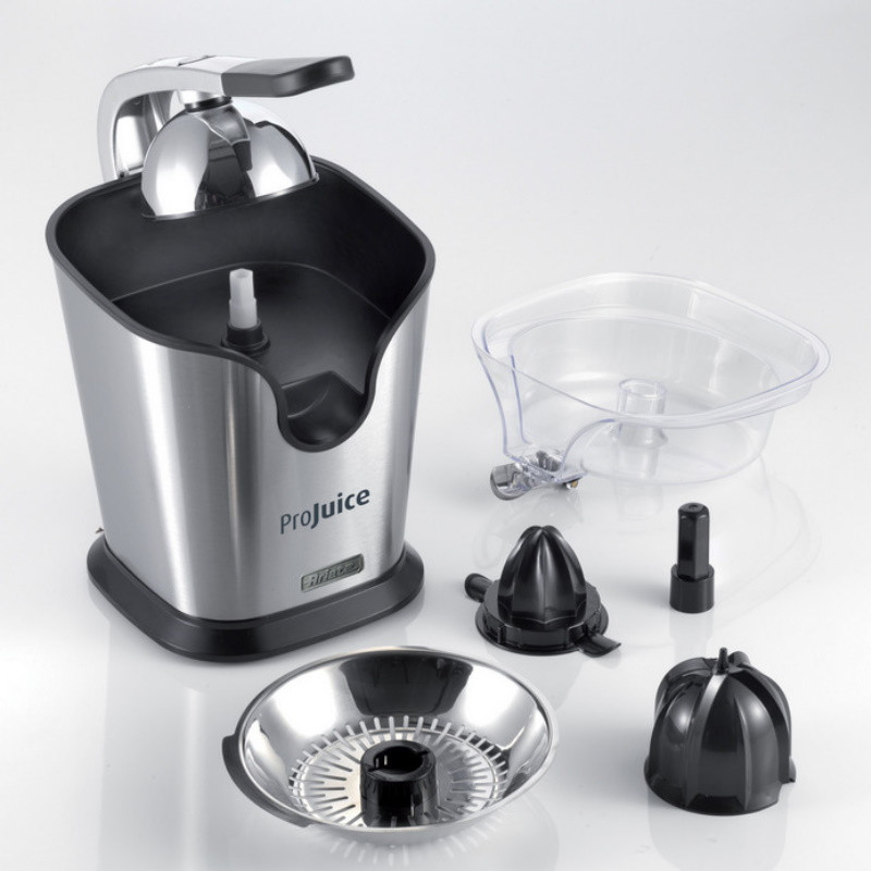 Πρέσα εσπεριδοειδών Ariete PRO JUICE 0411, 160W, Ατσάλινο περίβλημα, Διπλός κώνος με πτερύγια, Inox