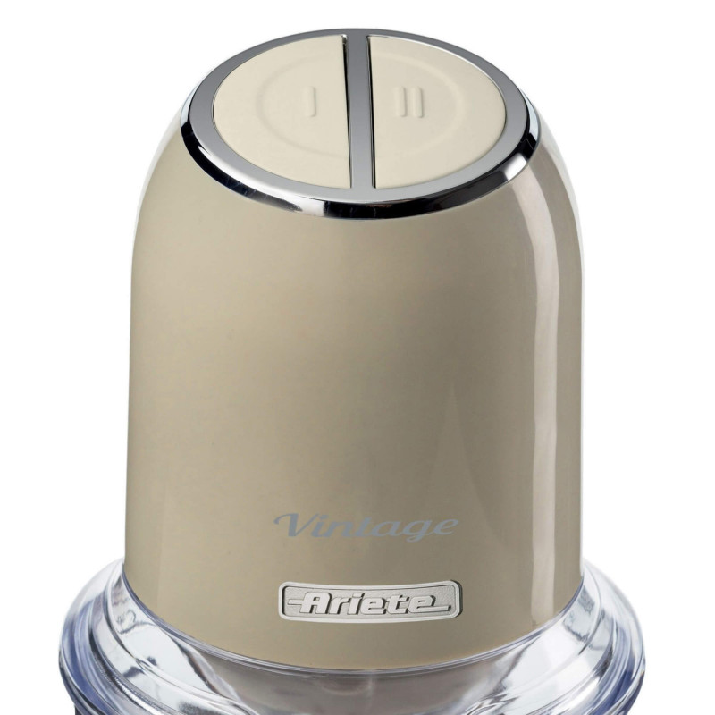 Τεμαχιστής Ariete VINTAGE 0438/03, 400W, 600 ml, 2 ταχύτητες, Ανοξείδωτο, Διαβαθμισμένο κύπελλο, Μπεζ