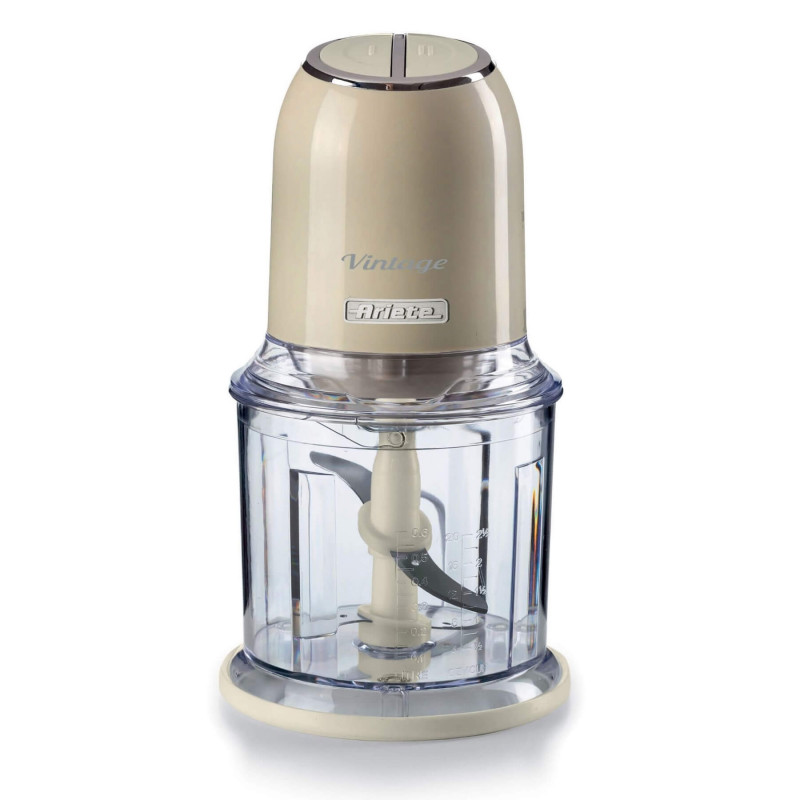 Τεμαχιστής Ariete VINTAGE 0438/03, 400W, 600 ml, 2 ταχύτητες, Ανοξείδωτο, Διαβαθμισμένο κύπελλο, Μπεζ