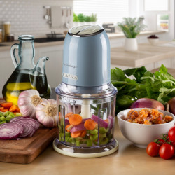 Τεμαχιστής Ariete VINTAGE 0438/05, 400W, 600 ml, 2 ταχύτητες, Ανοξείδωτο, Κούπα με διαβάθμιση, Μπλε