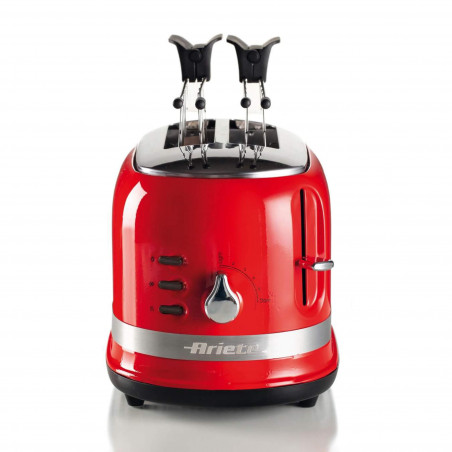 Τοστιέρα ψωμιού Ariete MODERNA 0149/00, 815W, 2 φέτες, 3 λειτουργίες, 6 στάδια, Αφαιρούμενος δίσκος ψίχας, Κόκκινο