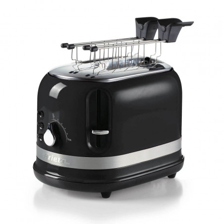 Τοστιέρα ψωμιού Ariete MODERNA 0149/02, 815W, 2 φέτες, 3 λειτουργίες, 6 στάδια, Αφαιρούμενος δίσκος ψίχας, Μαύρο