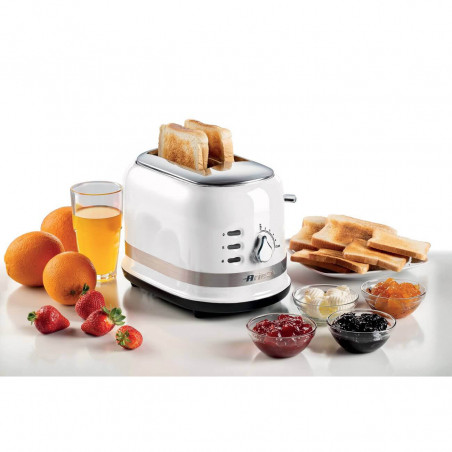 Τοστιέρα ψωμιού Ariete MODERNA 0149/01, 815W, 2 φέτες, 3 λειτουργίες, 6 στάδια, Κινητός δίσκος ψίχας, Λευκό