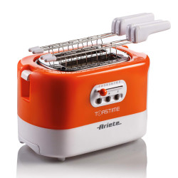 Τοστιέρα ψωμιού Ariete TOASTIME 0159/00, 700W, 2 φέτες, 3 λειτουργίες, 9 στάδια, Αφαιρούμενος δίσκος ψίχας, Πορτοκαλί